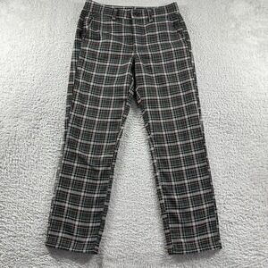 AE American Eagle Super High Rise Skinny Plaid Trousers Green Womens 4 Straight